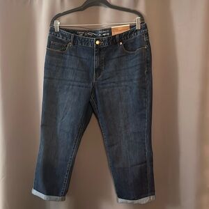 NWT size 14 Coldwater Creek denim capris. Medium blue, perfect condition.